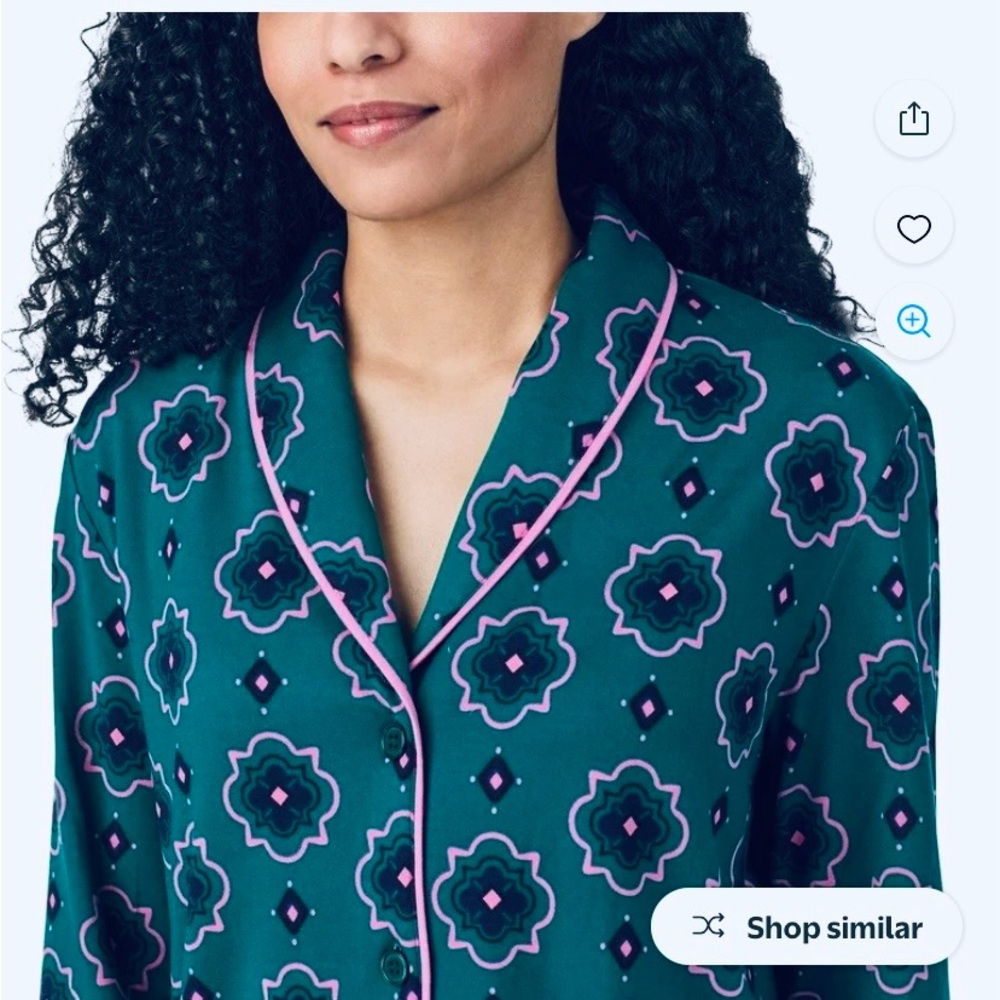 Elegant Floral Pajama Set - Green and Pink